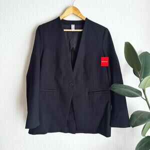 Spanx Perfect Collarless Blazer Medium Black Minimalist Classic Preppy Office